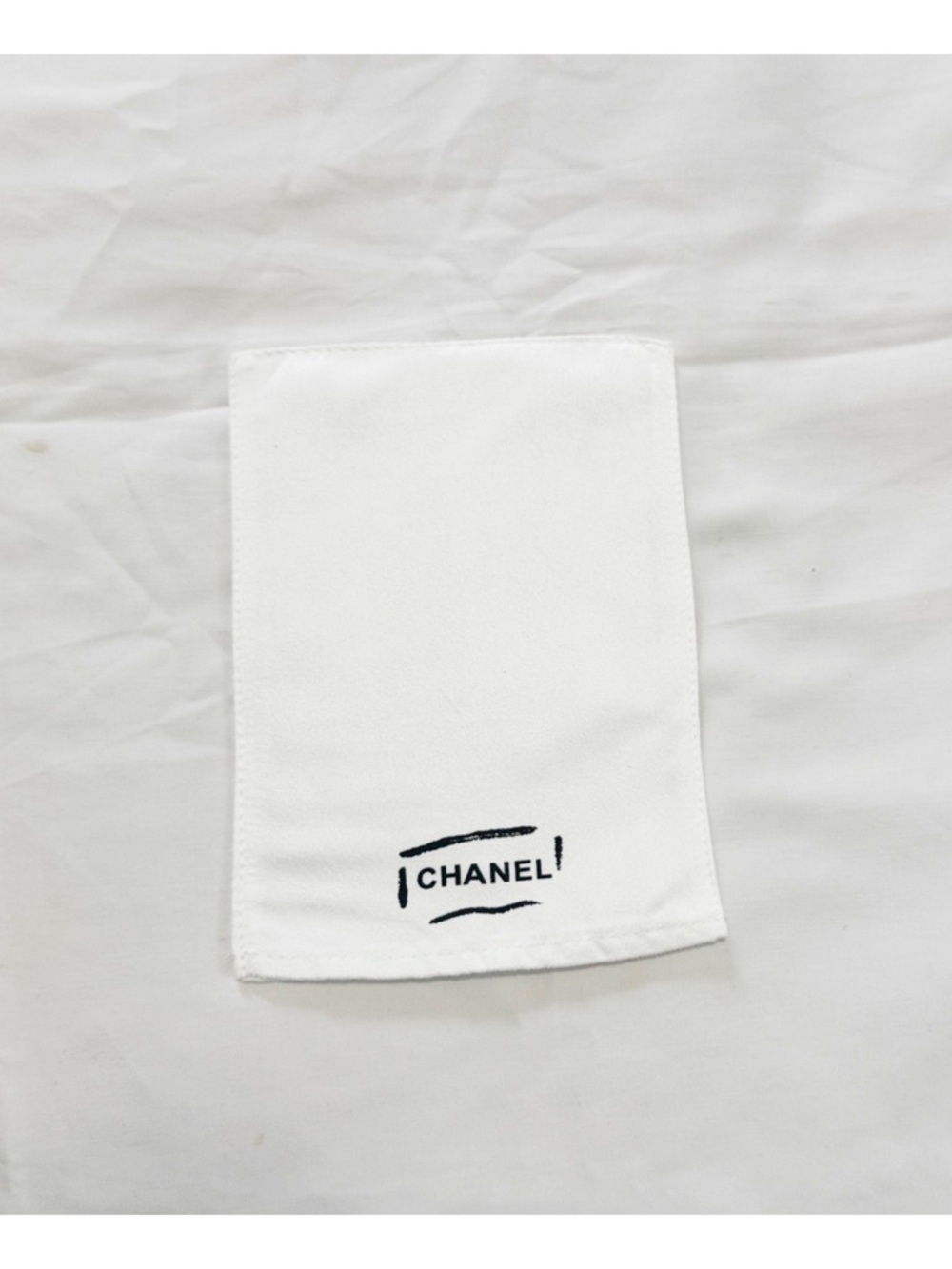 CHANEL White Logo Cotton Slip Pocket Pouch